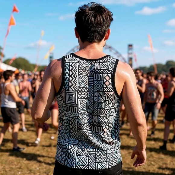 PAC SUN UNISEX Geometric Patterned Tank Top M/L - Picture 8 of 16